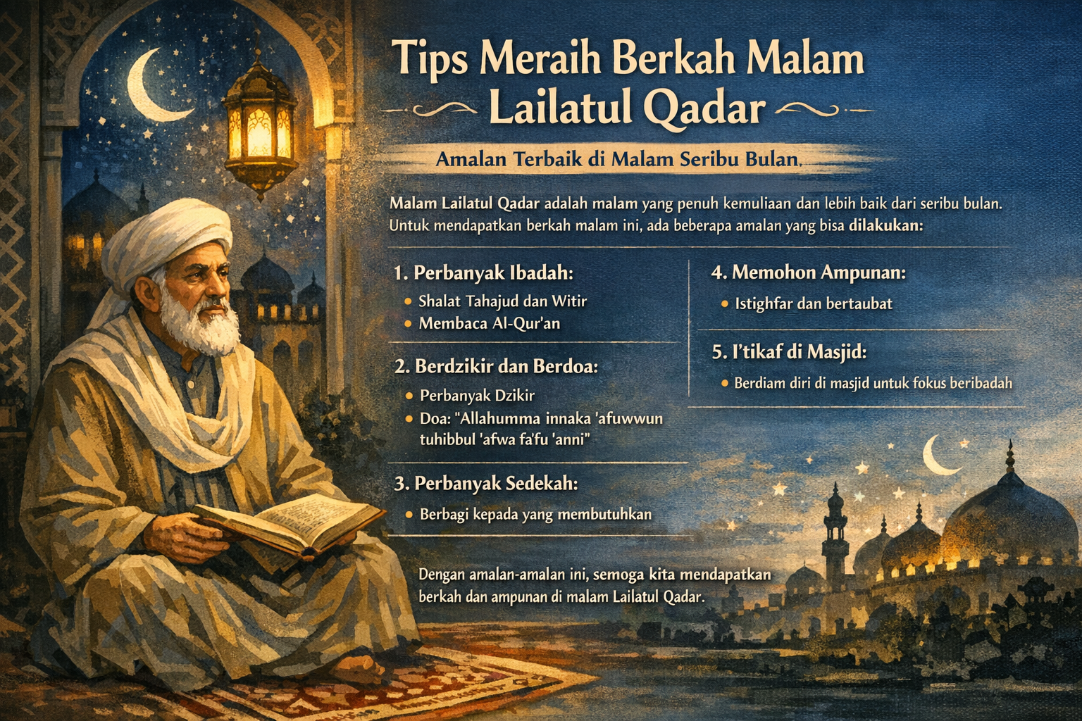 Lailatul Qadar merupakan malam paling istimewa dalam bulan Ramadan. Dalam Al-Qur’an disebutkan Lailatul Qadar lebih baik dari seribu bulan