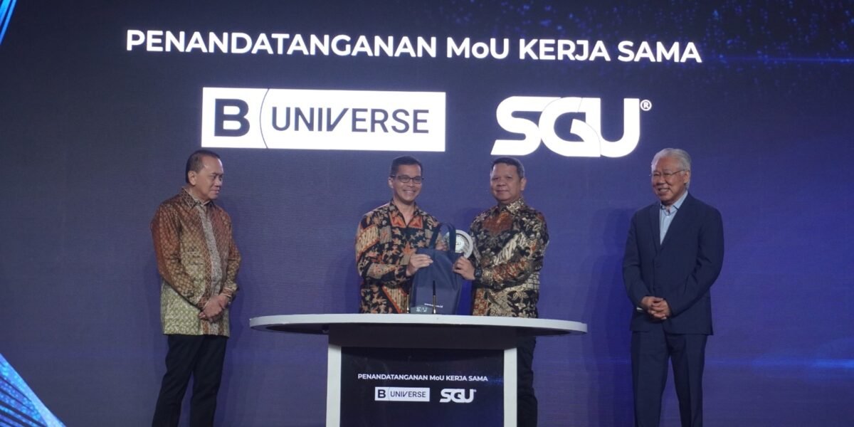 Foto: Swiss German University (SGU) resmi menjalin kolaborasi strategis dengan grup media B-Universe melalui penandatanganan nota kesepahaman (MoU) di Hotel Mulia Senayan, Jakarta, Selasa (28/4/2026). (Istimewa)
